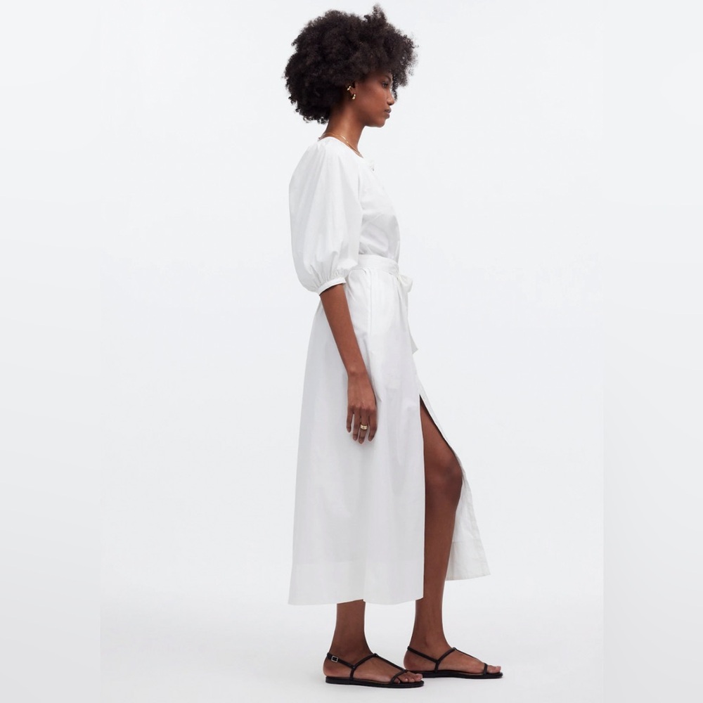 NWT Madewell Tie Waist Button Front Midi Dress in Poplin - Picture 2 of 10